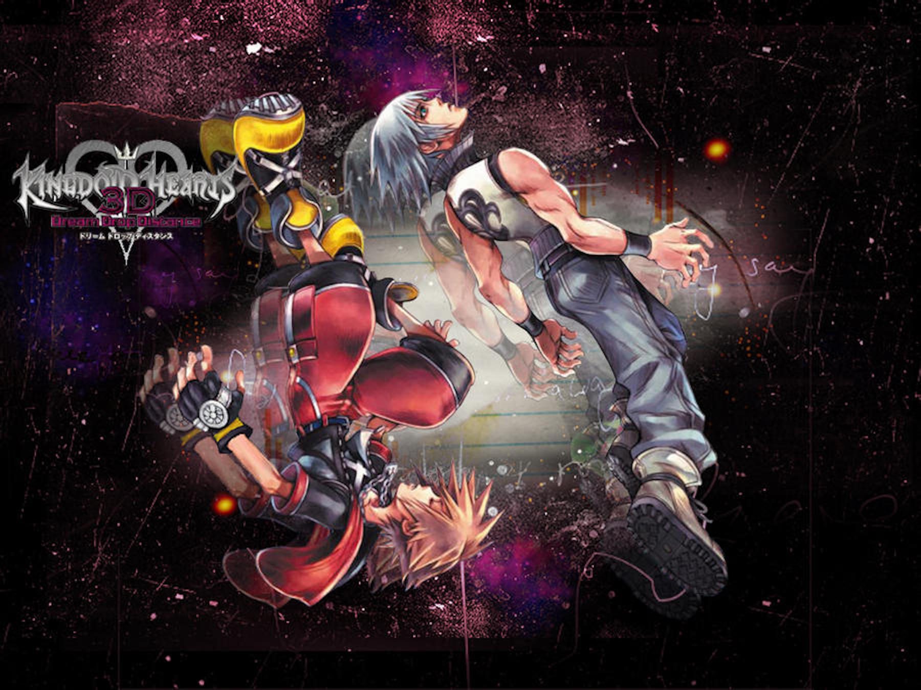 Sora and Riku suspended in darkness, artwork for Kingdom Hearts: Dream Drop Distance.