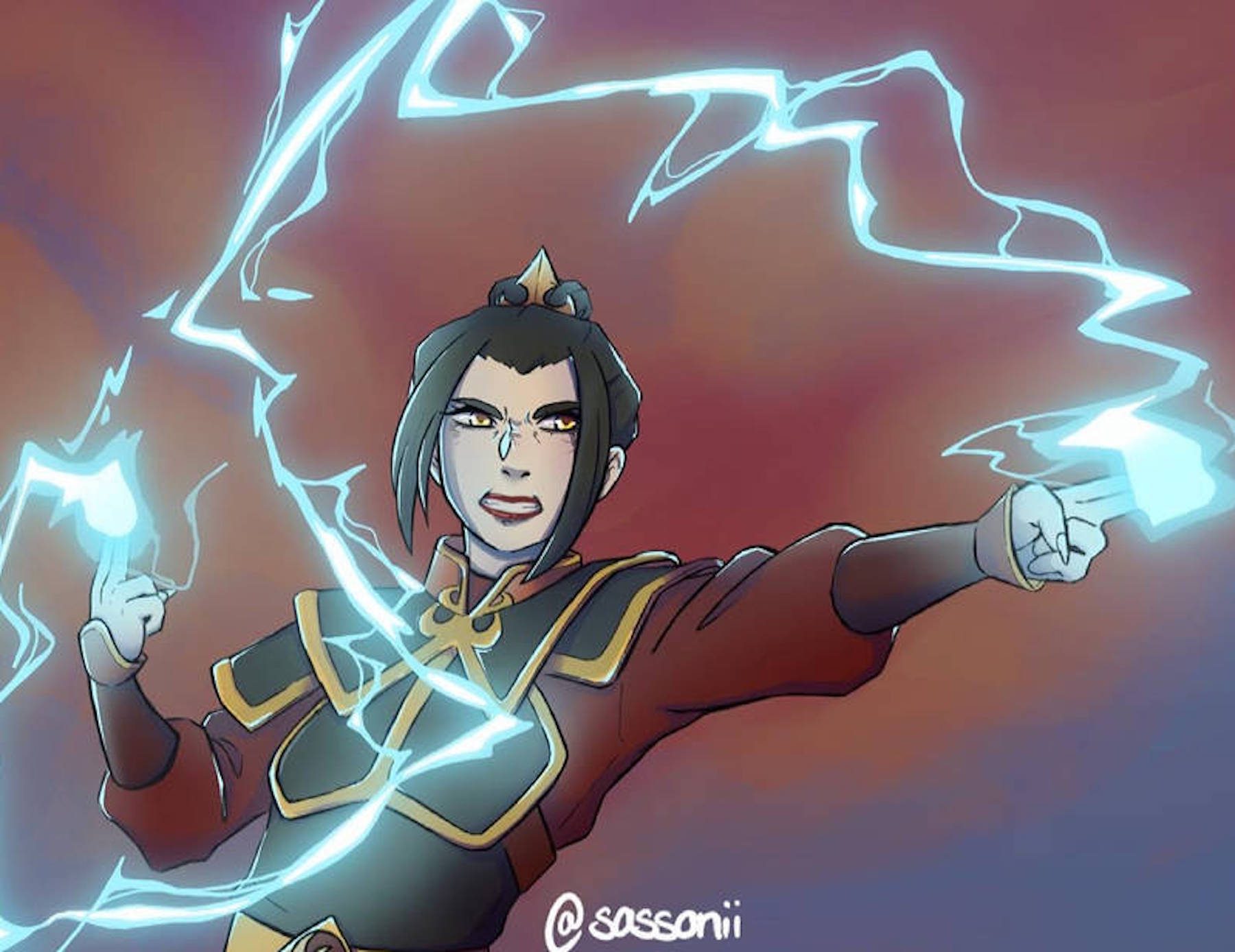 Depiction of lightningbending power in Avatar series.