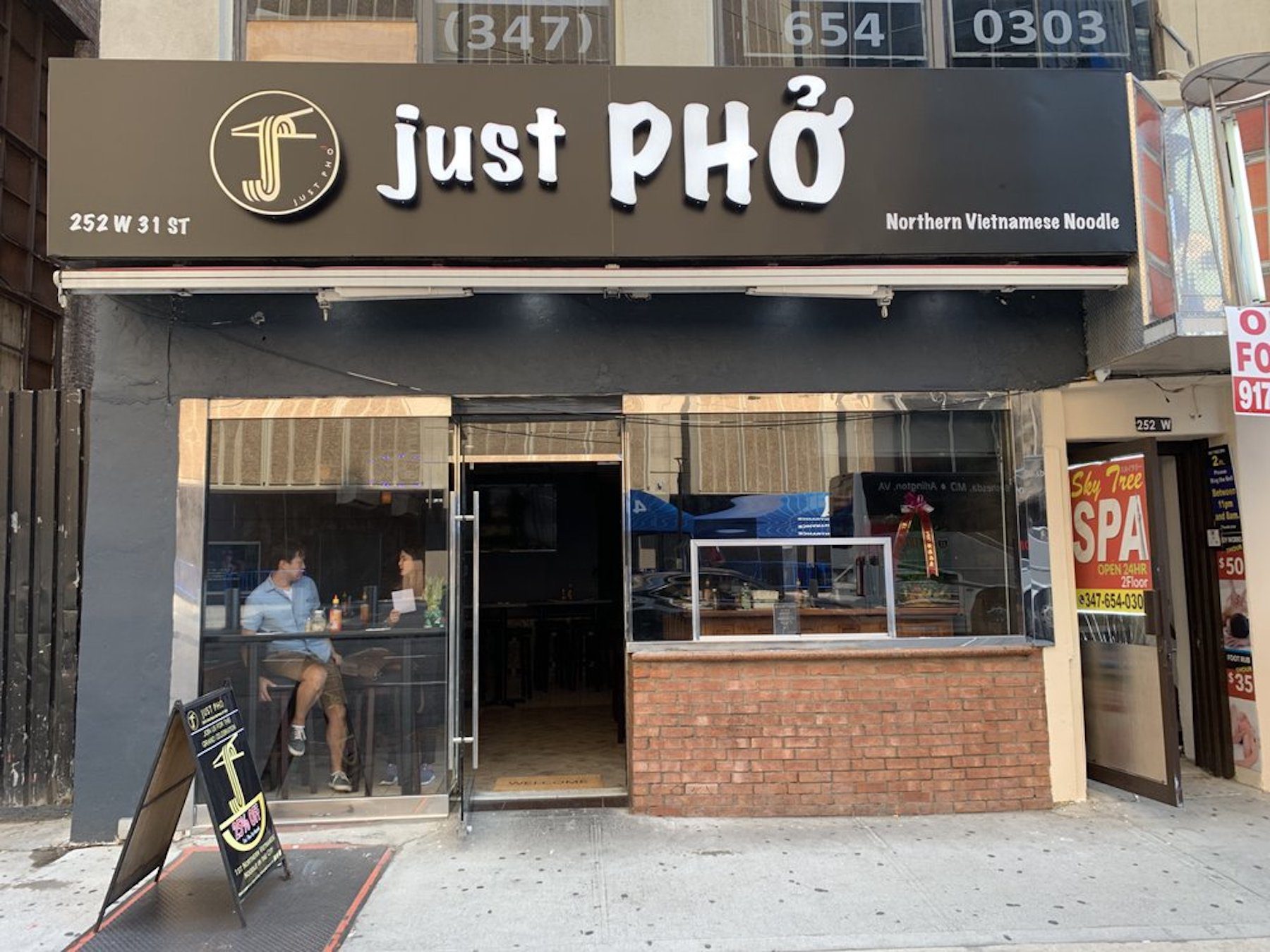 Exterior of Just Pho in NYC. 