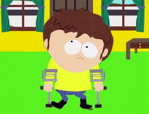 Jimmy from South Park standing in a living room.