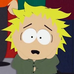 Tweek, looking panicked with hands on face.